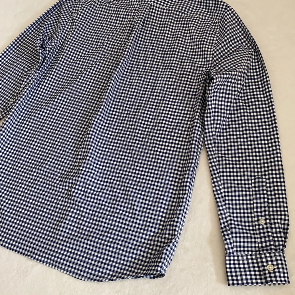 Vineyard Vines | Performance Gingham Button Down Nylon Whale Shirt Blue (L/16) - Picture 15 of 16